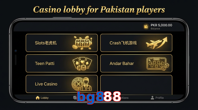 Lobby view of Bg888 for Pakistan users